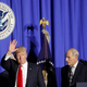 President Donald Trump, followed by then-Homeland Security Secretary John F. Kelly, at the Homeland Security Department in Washington, Wednesday, Jan. 25, 2017. (Photo: AP)